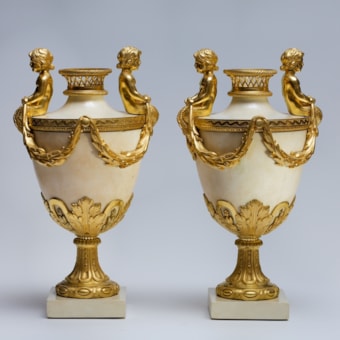 A Significant Pair of Marble Vases