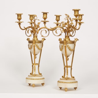 A Pair of Three-Flame Candelabra