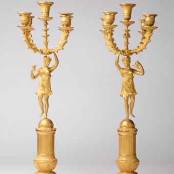 A Pair of Rare Gilded Girandoles