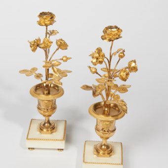 A Pair of Candlesticks
in the Form of Medici Vases
