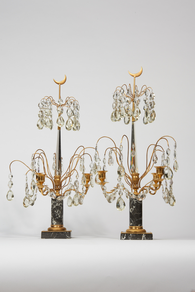 A Pair of Crystal Candlesticks 
a la turque