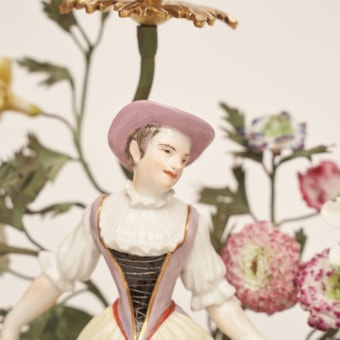 A Pair of Three-Flame Meissen Candlesticks
