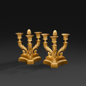 A Pair of Three-Armed Candelabra