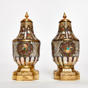 A Pair of Gilded Vases in Grotto Style