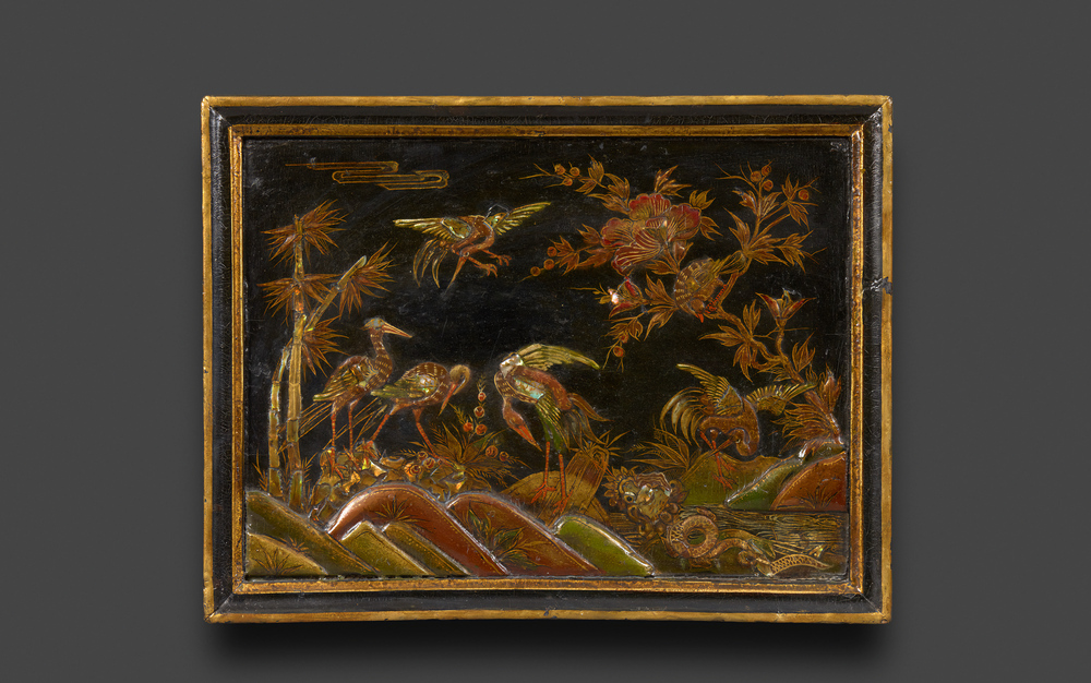 Une paire de panneaux laqués européens