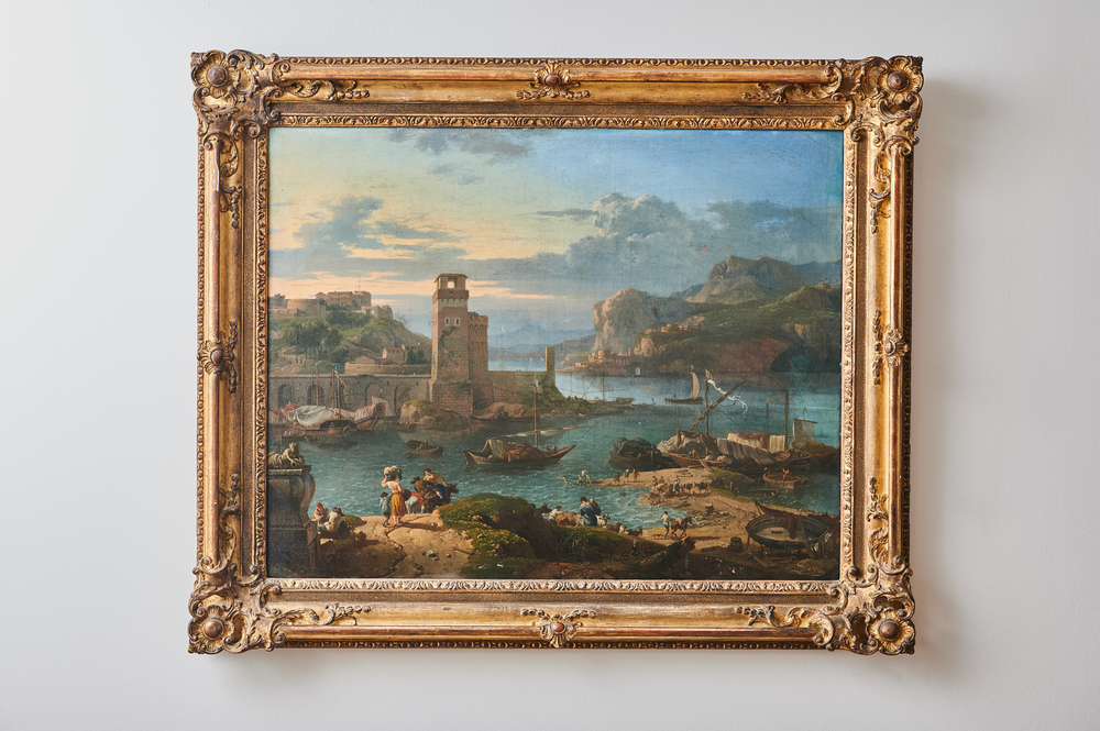 Hafenszene mit Figuren