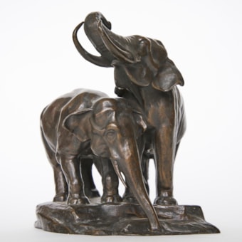 Deux éléphants au point d'eau