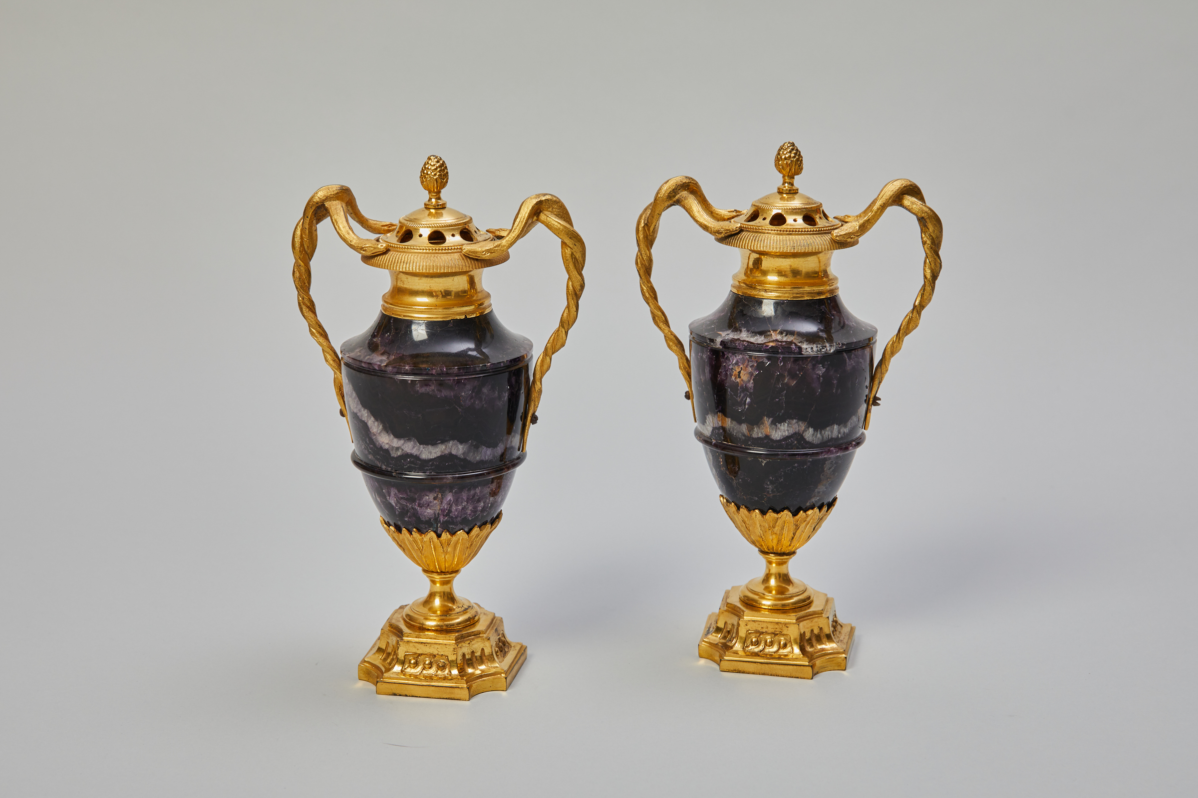 A pair of amethyst vases