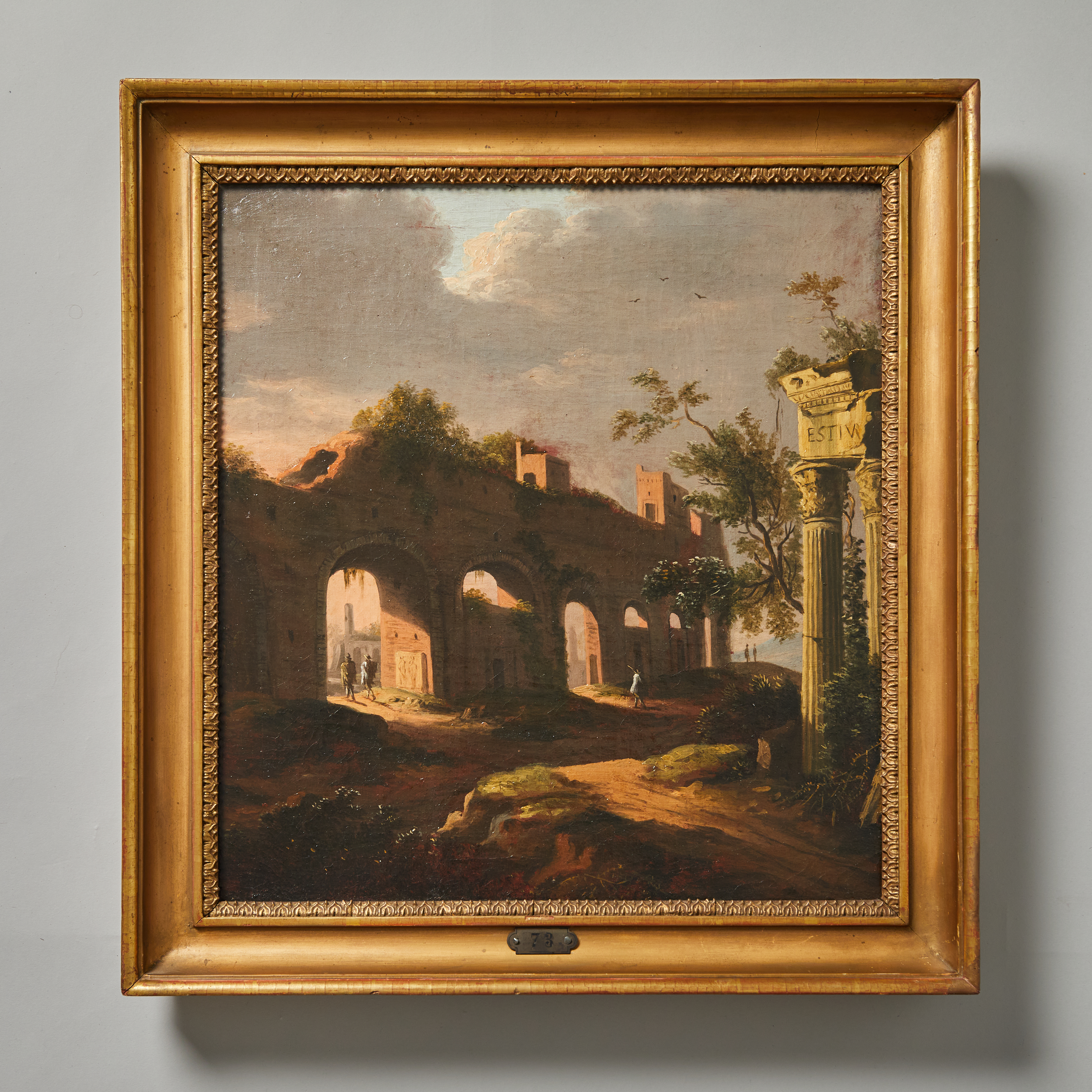 Italienisierende Landschaft mit römischen Ruinen