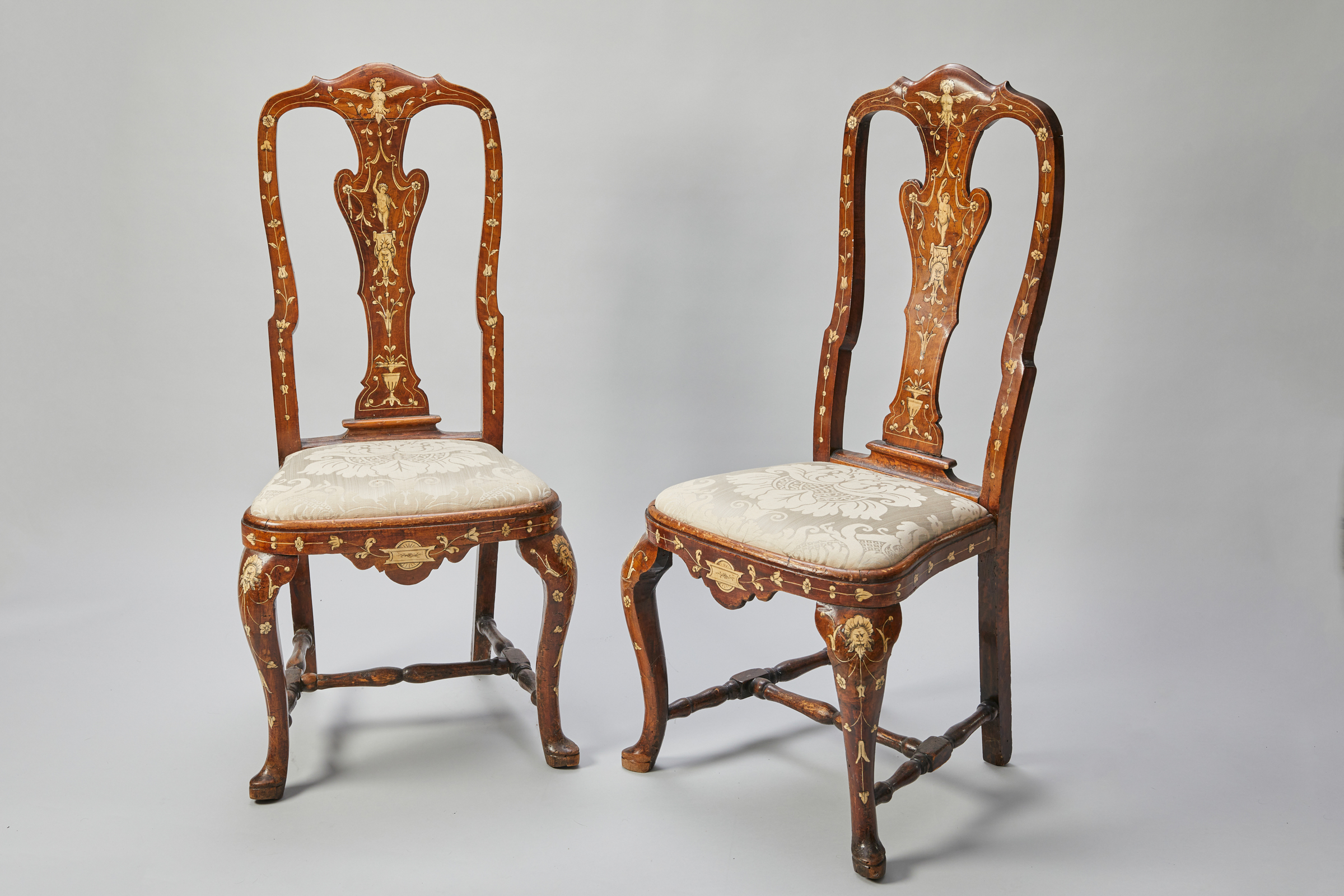  A set of mahogany chairs with bone inlay