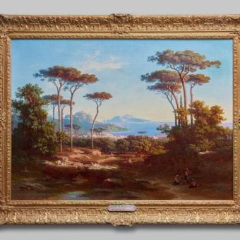 Atmospheric evening view from Massa Lubrense to the island of Capri
