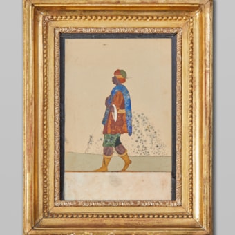 Depiction of a walking man wearing a turban