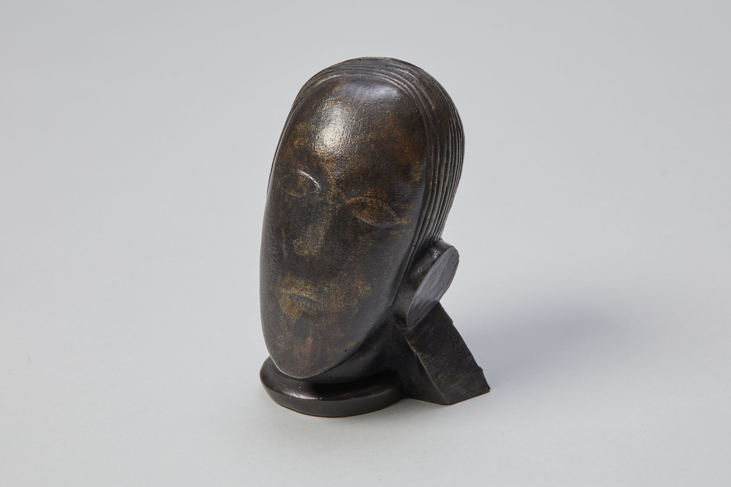Cubist bronze head