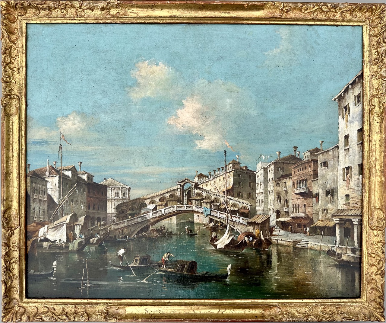 1) Le Grand Canal avec la Riva del Vin et vue sur le pont du Rialto
2) La place Saint-Marc avec la tour de l'Horloge