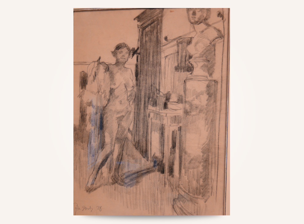 Interieur mit stehendem Frauenakt