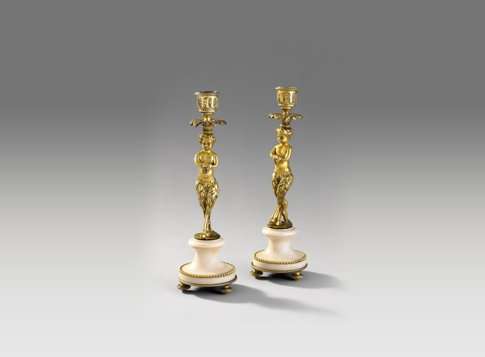 Paire de chandeliers Faunes